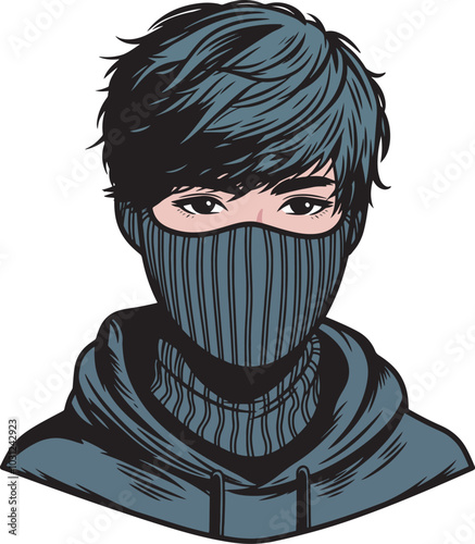 People wearing ski mask character design art