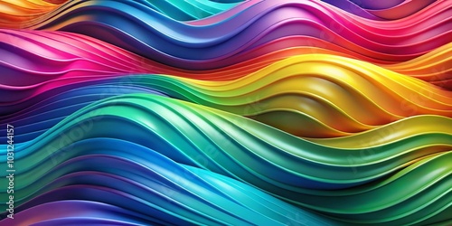 Abstract Wavy Layers with Colorful Gradient - High Depth of Field Wallpaper Design