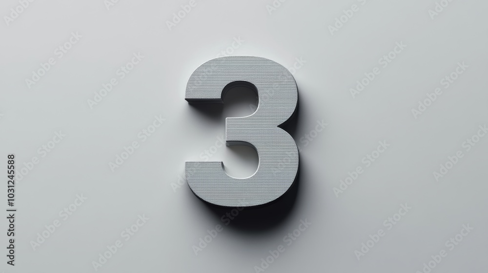 3D White Number Three Digit 3 Minimalist Design Graphic Element 3D White Number Three Digit 3 Minimalist Design Graphic Element