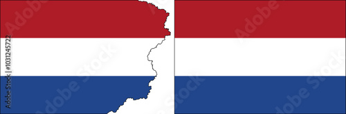 Netherlands flags vector. Standard flag and with torn edges