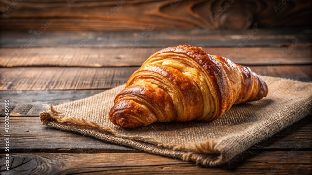 Freshly baked croissant on a rustic wooden table, croissant, pastry, breakfast, French, bakery, delicious, fresh, buttery, flaky, golden Freshly baked croissant on a rustic wooden table, croissant, pastry, breakfast, French, bakery, delicious, fresh, buttery, flaky, golden