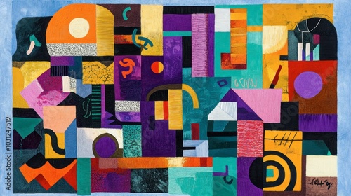 Abstract Colorful Art with Geometric Shapes and Patterns