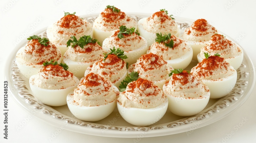 Classic Deviled Eggs with Paprika and Herbs