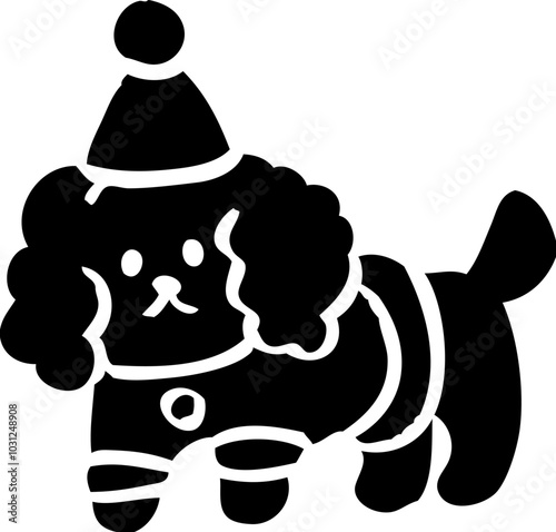 仮装した犬の版画風ベクターイラスト