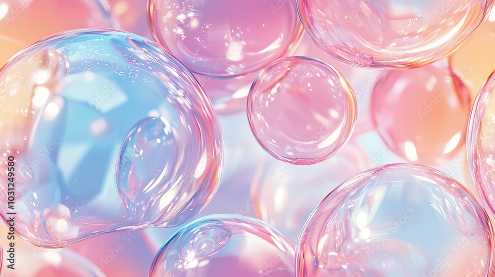 Gradient glass effect, floating shapes on soft colors, 3D illustration Gradient glass effect, floating shapes on soft colors, 3D illustration
