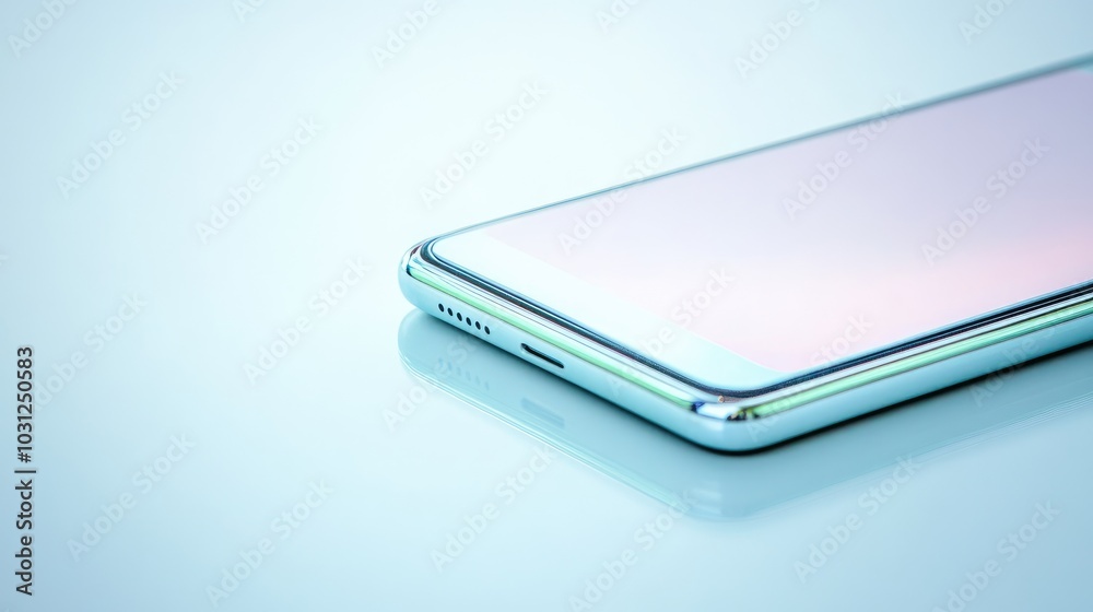 Modern Smartphone on Sleek Surface Background Modern Smartphone on Sleek Surface Background