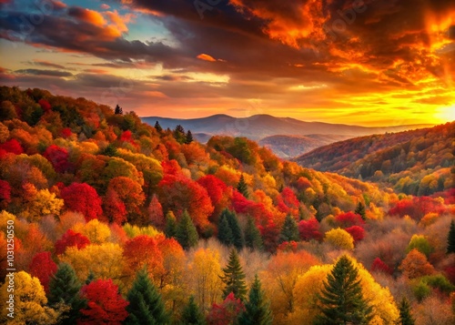 Aerial Drone View of Vibrant Autumn Forests at Sunset - Stunning Landscape Photography