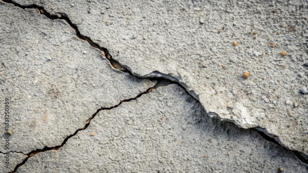 Fototapeta premium Close-up of a cracked concrete surface , Cracks, Weathered, Texture, Rough, Urban, Background, Abandoned, Grungy, Old