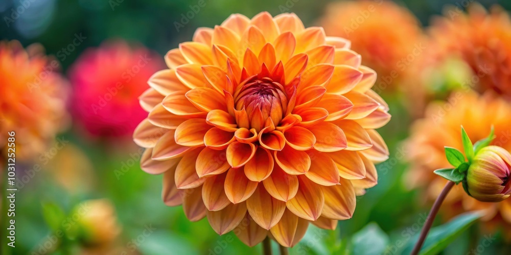Vibrant orange dahlia in full bloom, flower, dahlia, orange, vibrant, bloom, close-up, petals, macro, garden, nature Vibrant orange dahlia in full bloom, flower, dahlia, orange, vibrant, bloom, close-up, petals, macro, garden, nature