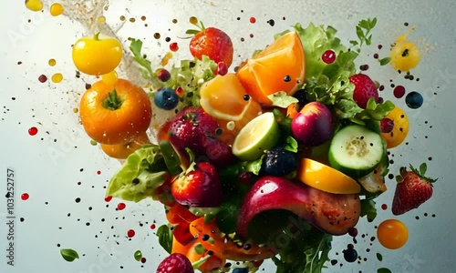 Vibrant Fruit and Vegetable Explosion