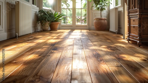 Sunlight Streaming Through a Window onto a Wooden Floor