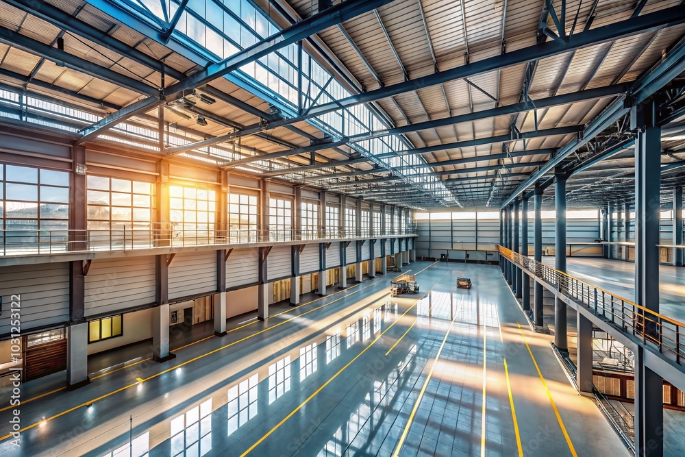 Aerial View of an Industrial Building with a Long Hallway and Expansive Window for Drone Photography Aerial View of an Industrial Building with a Long Hallway and Expansive Window for Drone Photography