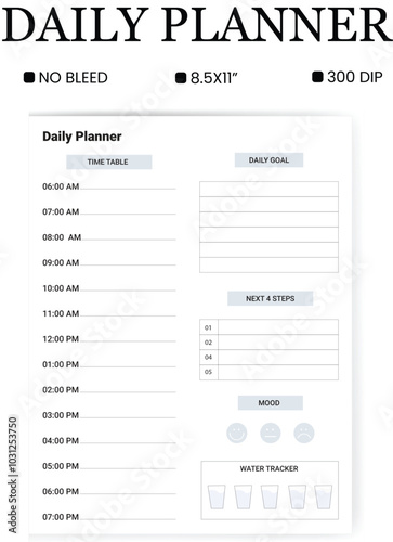 Personal daily planner. Daily Planner Template. Modern Planner Template 