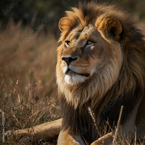 male lion in the wild photo