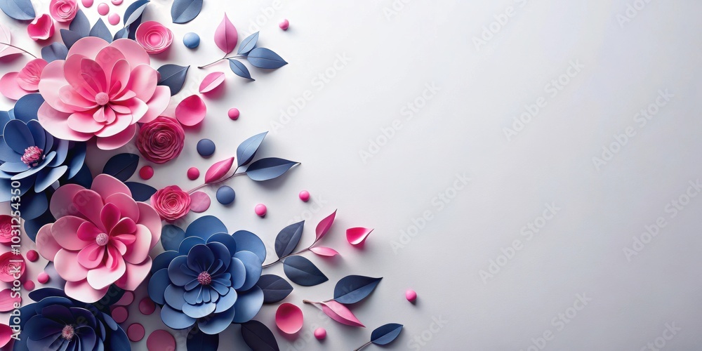Elegant with dark blue and pink paper petals on a light background , elegant,dark blue, pink, paper, petals, light, background Elegant with dark blue and pink paper petals on a light background , elegant,dark blue, pink, paper, petals, light, background