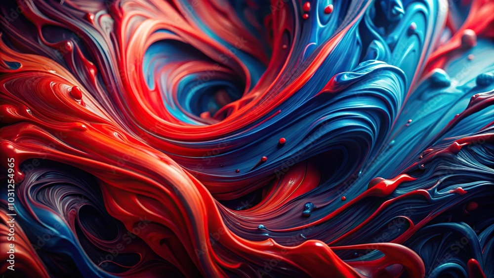 Low angle abstract red, black, and blue paint swirl pattern background painting Low angle abstract red, black, and blue paint swirl pattern background painting