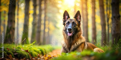 Cute Belgian Shepherd dog enjoying nature in the forest, Belgian Shepherd, dog, pet, cute, adorable, nature, forest, trees