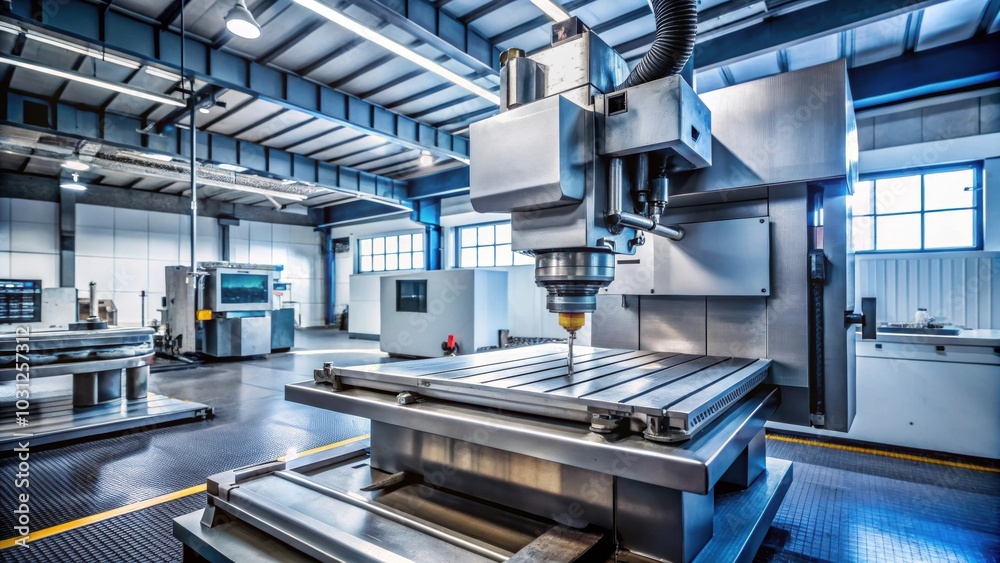 Metalworking CNC milling machine in a factory setting, metalworking, CNC, milling machine, factory, engineering Metalworking CNC milling machine in a factory setting, metalworking, CNC, milling machine, factory, engineering