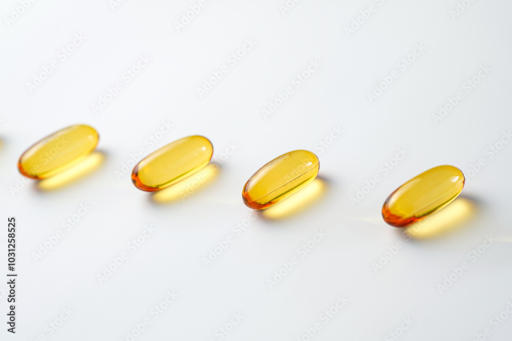 Oil filled capsules, softgel of food supplements, fish oil, omega 3, vitamin D3, vitamin E Oil filled capsules, softgel of food supplements, fish oil, omega 3, vitamin D3, vitamin E