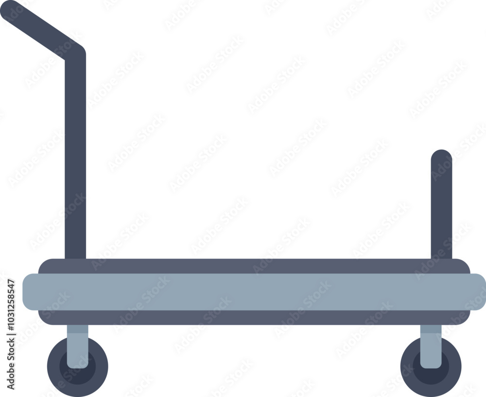 Simple icon of an empty platform trolley with handle for internal logistics Simple icon of an empty platform trolley with handle for internal logistics