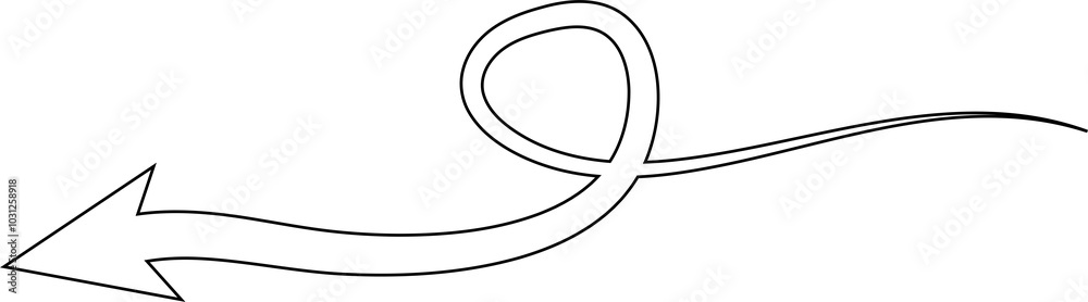 Arrows curve and wavy. Hand drawn thin line Arrows curve and wavy. Hand drawn thin line