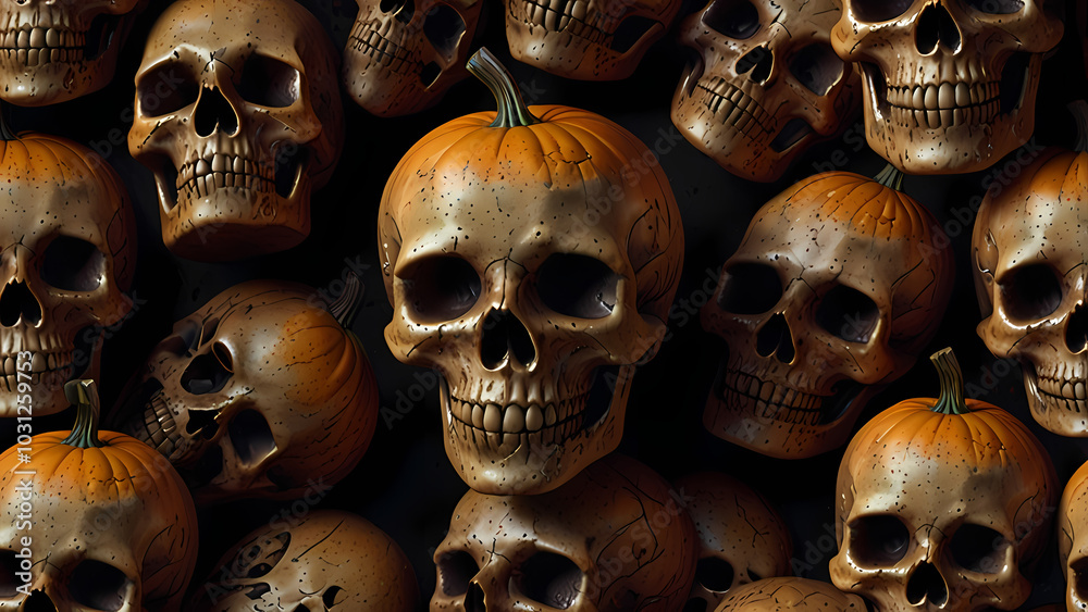 Halloween skull stack decoration For Halloween Background Halloween skull stack decoration For Halloween Background