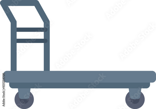 Empty platform trolley with handle on wheels for transportation of goods