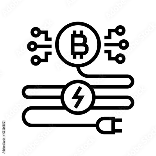 power consumption cryptocurrency mining line icon vector. power consumption cryptocurrency mining sign. isolated contour symbol black illustration