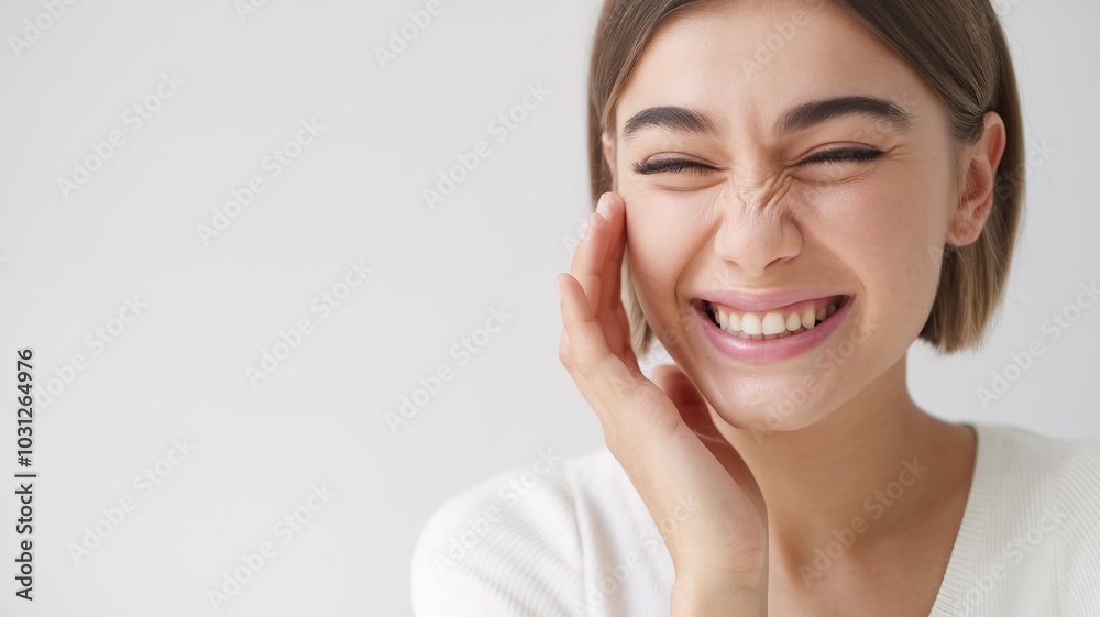 Joyful woman laughing, perfect for happiness and positivity themes. Joyful woman laughing, perfect for happiness and positivity themes.
