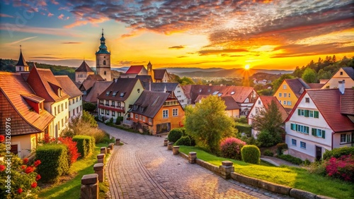 Architectural Photography of Viscri Deutsch Weikirch, Saxonian Village in Transylvania, Romania photo