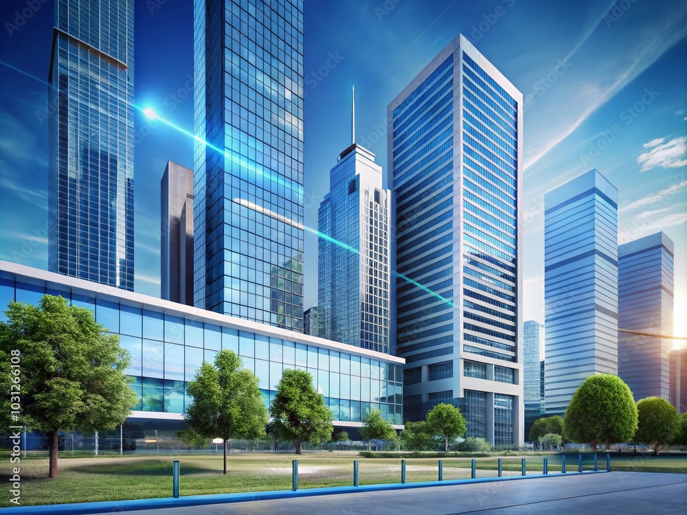 Obraz premium Architectural Progression: July Animation with Progress Bar on Blue Background for Dynamic Visuals