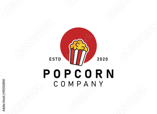 Popcorn logo, label, symbol or sign isolated on white background