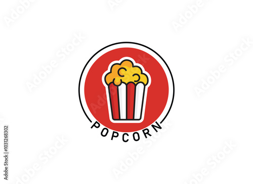 Popcorn logo, label, symbol or sign isolated on white background