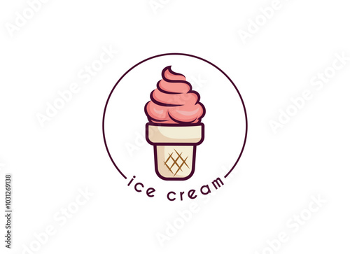 Ice Cream Logo Design. Ice cream shop logo badges and labels, gelateria signs