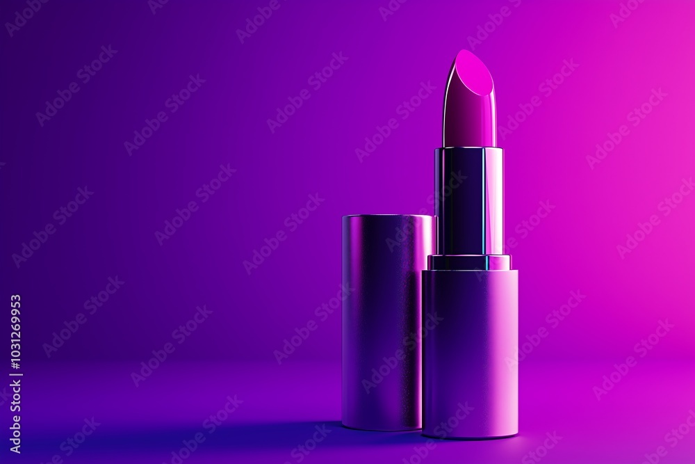 Pink Lipstick on Vibrant Purple Background Pink Lipstick on Vibrant Purple Background