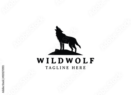 Wild Wolf Logo Design. Silhouette of wolf logo design