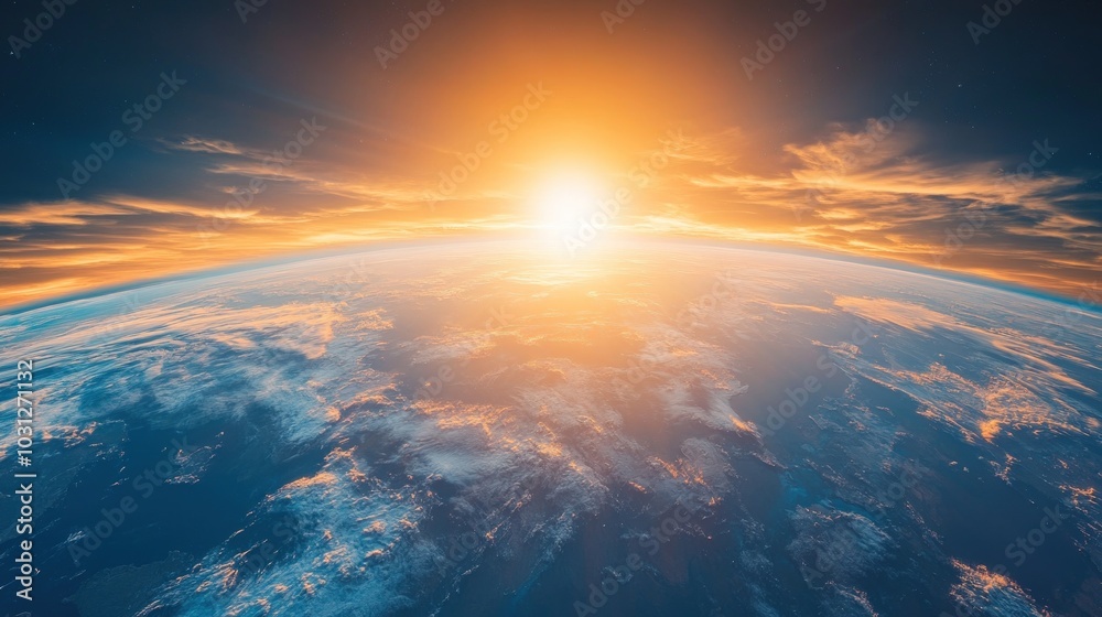 A stunning sunrise over Earth, showcasing the planet's beauty and the promise of a new day. A stunning sunrise over Earth, showcasing the planet's beauty and the promise of a new day.
