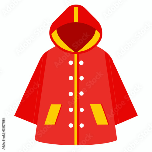 red raincoat vector illustration 
