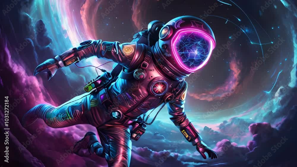 An Astronaut Embarks on a Colorful and Thrilling Cosmic Space Adventure Through the Universe An Astronaut Embarks on a Colorful and Thrilling Cosmic Space Adventure Through the Universe