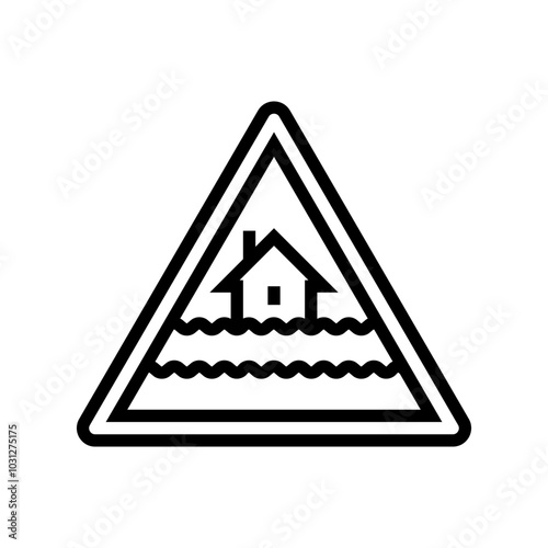 emergency flood warning line icon vector. emergency flood warning sign. isolated contour symbol black illustration