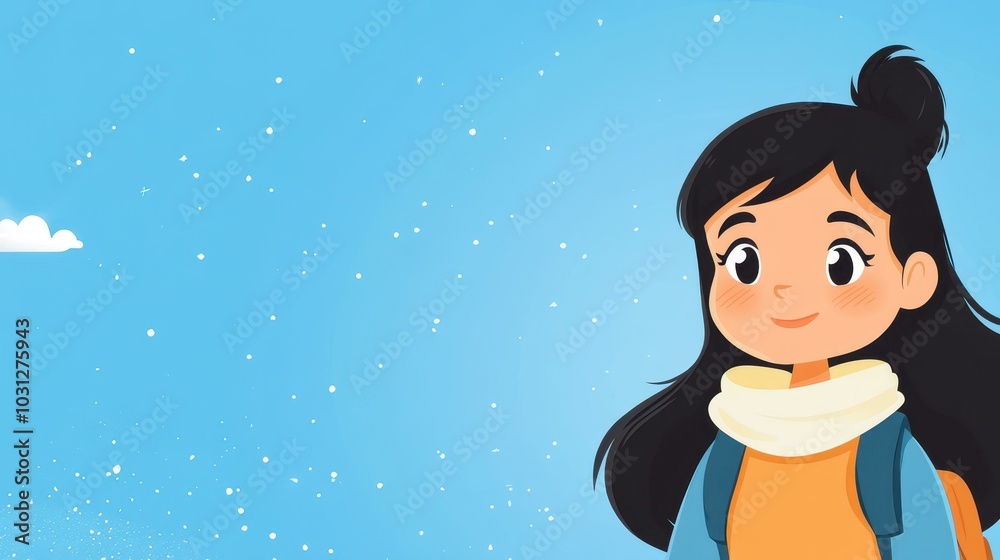 Delightful flat art features a charming girl, combining quirky style and rich textures for a fresh, modern look. Delightful flat art features a charming girl, combining quirky style and rich textures for a fresh, modern look.