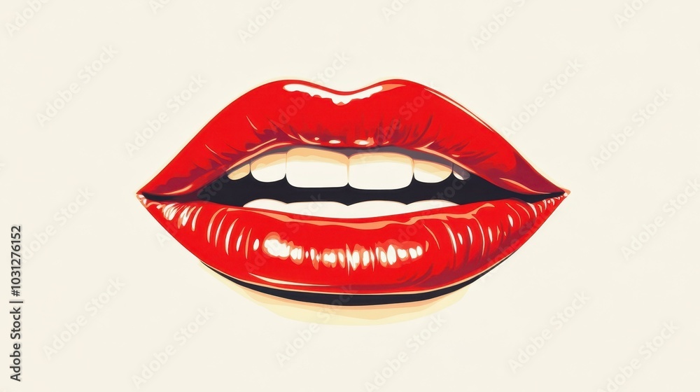 Obraz premium A bold red lip look brings a touch of glamour, showcasing confidence and beauty in eyecatching D art.