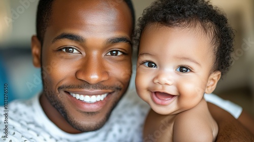 Capture the joy of a father and his baby basking in love on a sunny day, creating precious memories together.