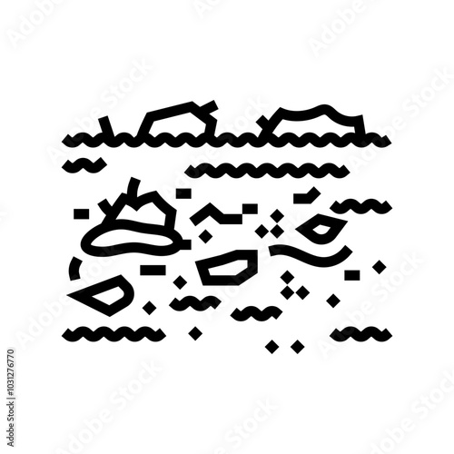 floodwater with debris line icon vector. floodwater with debris sign. isolated contour symbol black illustration