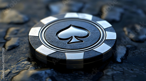 A close-up of a poker chip ...