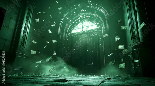 A mysterious green-lit door...