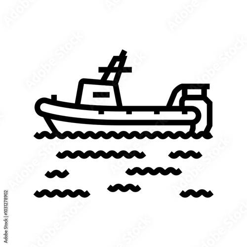 water rescue boat disaster line icon vector. water rescue boat disaster sign. isolated contour symbol black illustration