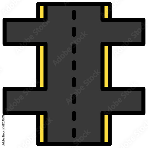 Main Road flat lineal multi color icon, use for UI, UX, app and web development, digital or print. for industry, education, construction, transportation, environment, urban planning theme.