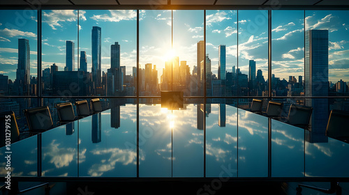 Modern conference room with...