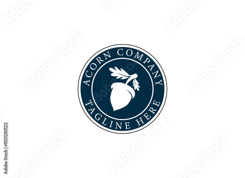 Oak leaf acorn logo simple. Simple Acorn or Oaknut with Oak Leaves Branch silhouette classic logo design